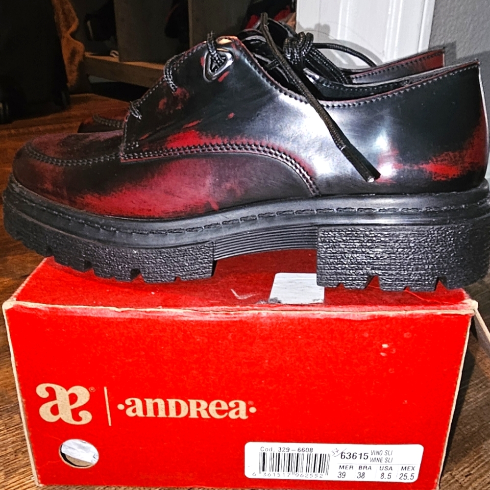 Andrea Wine Black Oxford Shoes